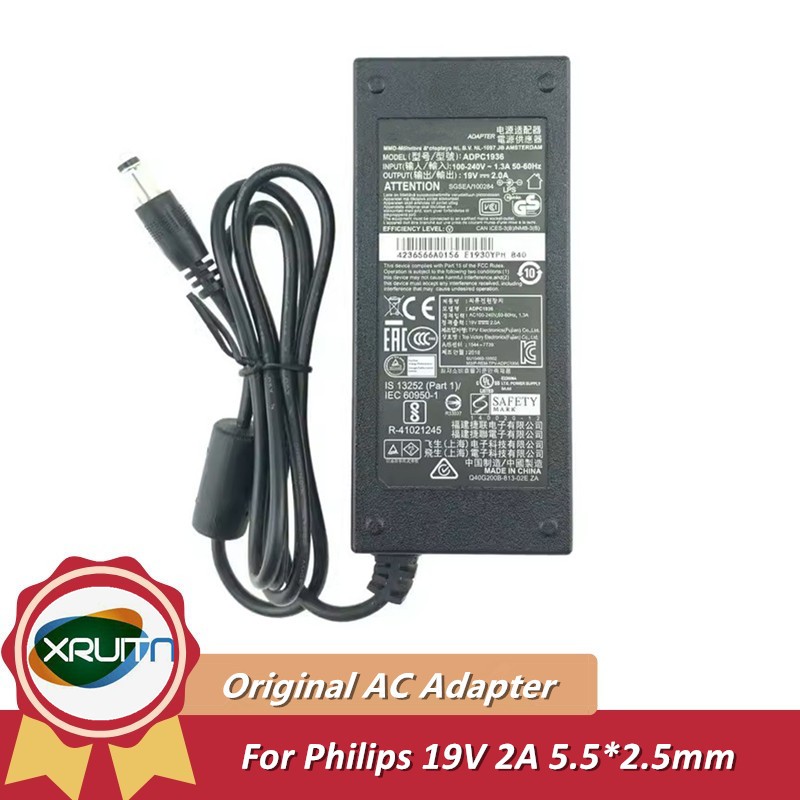 19V 2A 38W ADPC1936 AC Adapter Charger สําหรับ PHILIPS 227E6L 224E ADPC1938EX 220C4LSB/93 GW2406Z 27