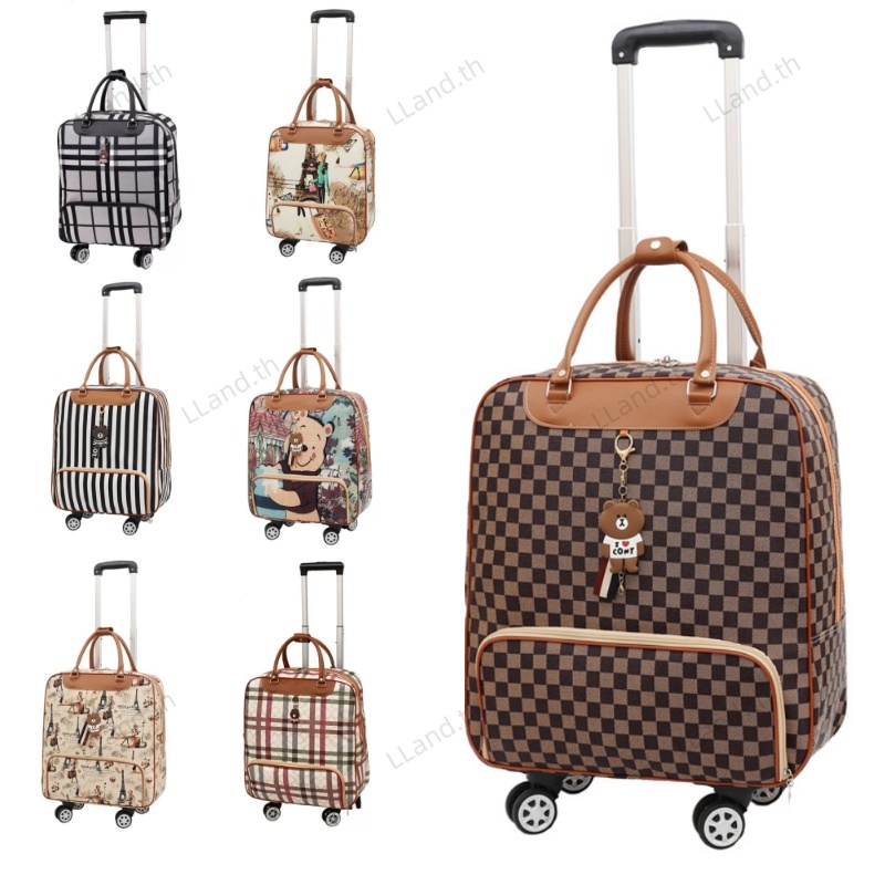 กระเป๋าเดินทางล้อลาก 20นิ้ว วัสดุหนัง PU รูปแบบการ์ตูนน่ารัก ความจุขนาดใหญ่ กระเป๋าเดินทาง luggage