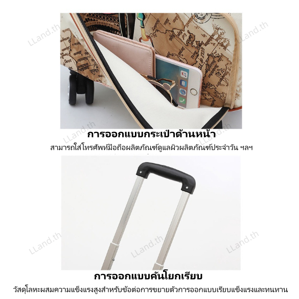 กระเป๋าเดินทางล้อลาก 20นิ้ว วัสดุหนัง PU รูปแบบการ์ตูนน่ารัก ความจุขนาดใหญ่ กระเป๋าเดินทาง luggage
