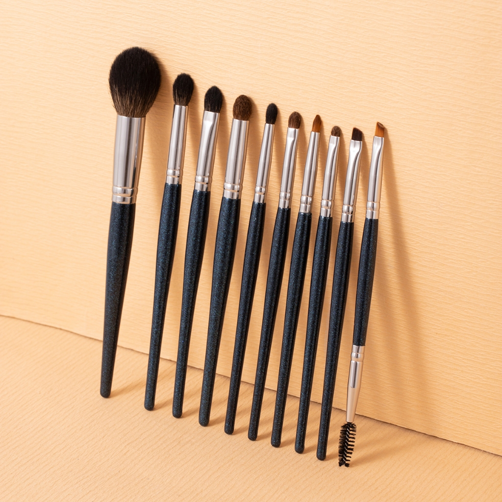 Ovw 10 ชิ ้ น Star Blue Handle Powder Blusher Brushes/Eye Shadow Brushes/Eyebrow Brushes Set ZH00006