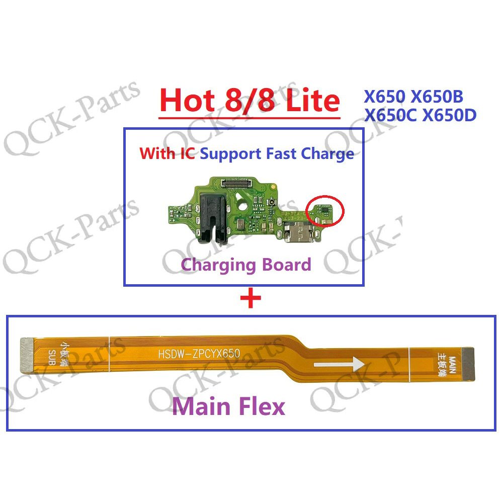 Usb Board Charger แท ่ นชาร ์ จพอร ์ ตเชื ่ อมต ่ อ Flex สายสําหรับ Infinix Hot 8 8 Lite X650 X650B X650C X650D เมนบอร ์ ดหลัก Flex