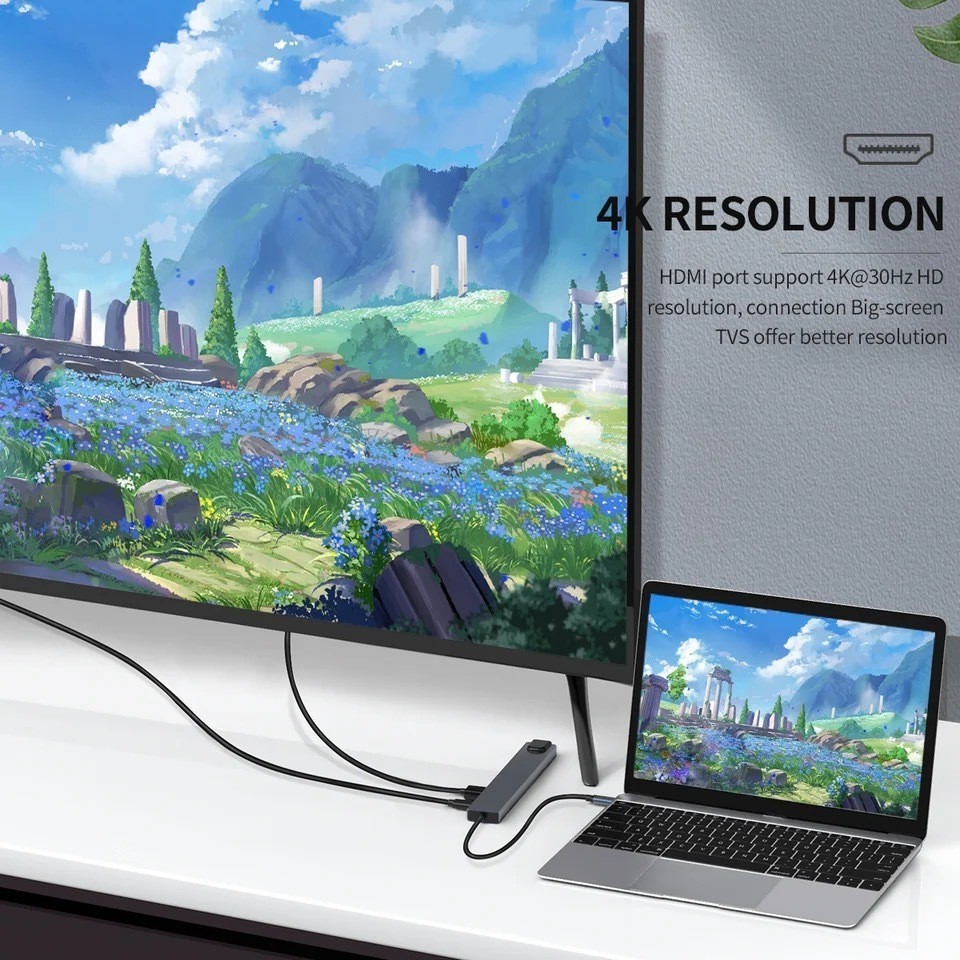 10in1 Typec ถึง HDMI 4K Docking Station USB3.0 PD ชาร ์ จ SD/TF Reader RJ45 USB C HUB สําหรับแล ็ ปท ็ อปโทรศัพท ์ มือถือคอมพิวเตอร ์ เกมคอนโซลแท ็ บเล ็ ต