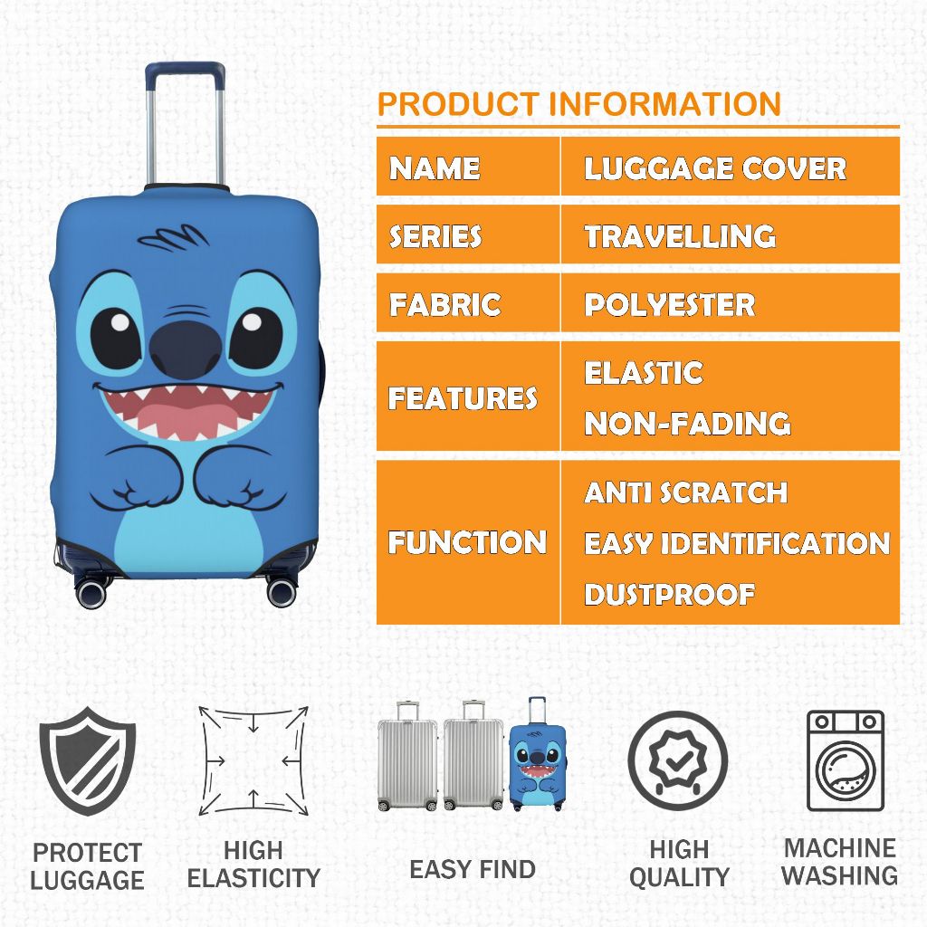 ผ้าคลุมกระเป๋าเดินทาง ผ้าสแปนเด็กซ์ แบบยืดหยุ่น ยืดหยุ่น Stitch Luggage Cover 18 20 22 24 26 28 30 32 นิ้ว