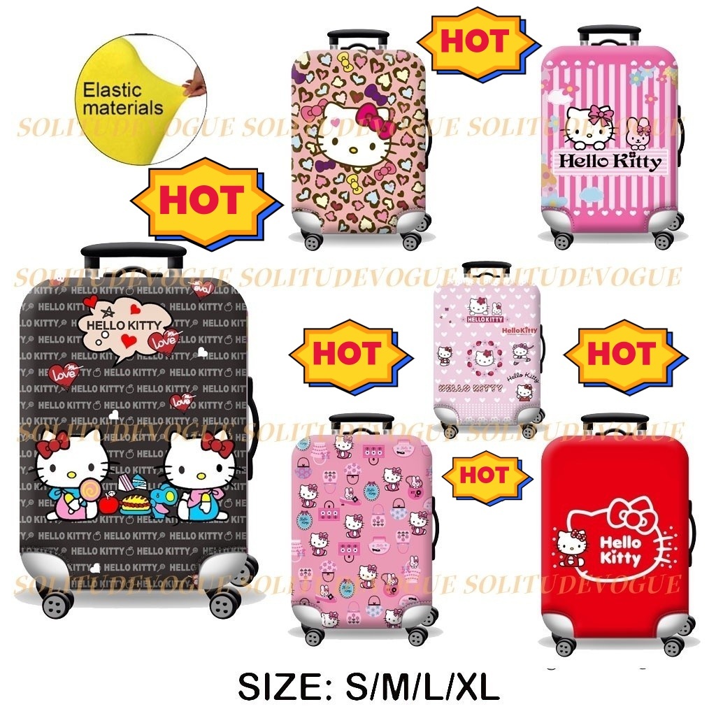 【 ในสต ็ อก 】 Hello Kitty ผ ้ าคลุมกระเป ๋ าเดินทางแบบหนาป ้ องกันกระเป ๋ าเดินทางแบบยืดหยุ ่ นสูงผ ้ าคลุมป ้ องกันสแปนเด ็ กซ ์