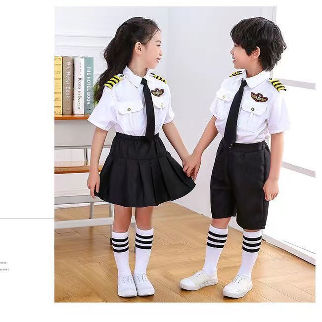 90-160ซม. Kids/เครื ่ องแต ่ งกายนักบินสําหรับผู ้ ใหญ ่ Carnival ปาร ์ ตี ้ ฮาโลวีนสวมใส ่ Flight Attendant คอสเพลย ์ เครื ่ องบินเด ็ กกัปตันเสื ้ อผ ้ า - รูปที่ 2