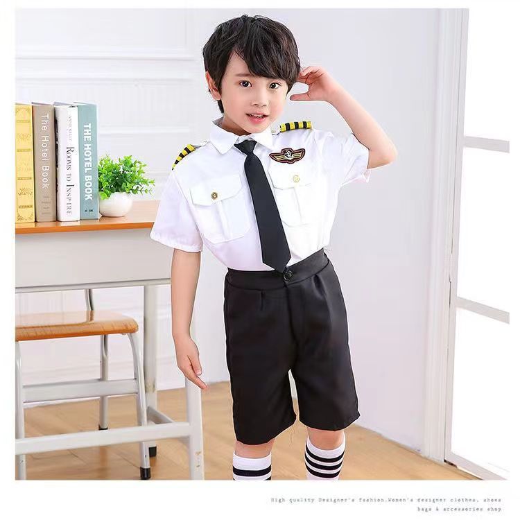 90-160ซม. Kids/เครื ่ องแต ่ งกายนักบินสําหรับผู ้ ใหญ ่ Carnival ปาร ์ ตี ้ ฮาโลวีนสวมใส ่ Flight Attendant คอสเพลย ์ เครื ่ องบินเด ็ กกัปตันเสื ้ อผ ้ า - รูปที่ 4