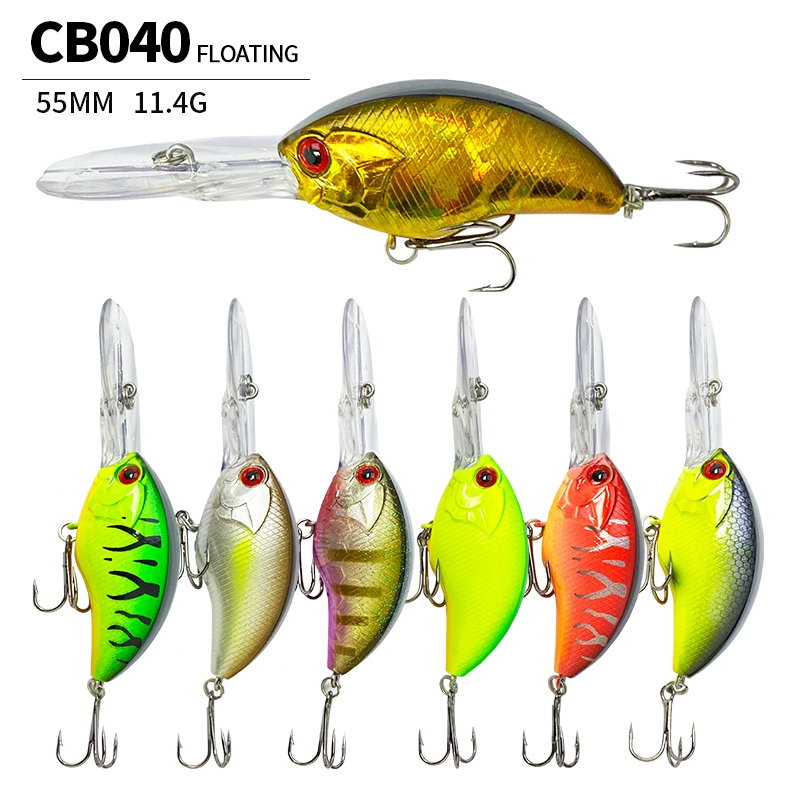 55 มม . 11.4 กรัมเหยื ่ อตกปลา Crankbait tackle เหยื ่ อพลาสติกแข ็ ง