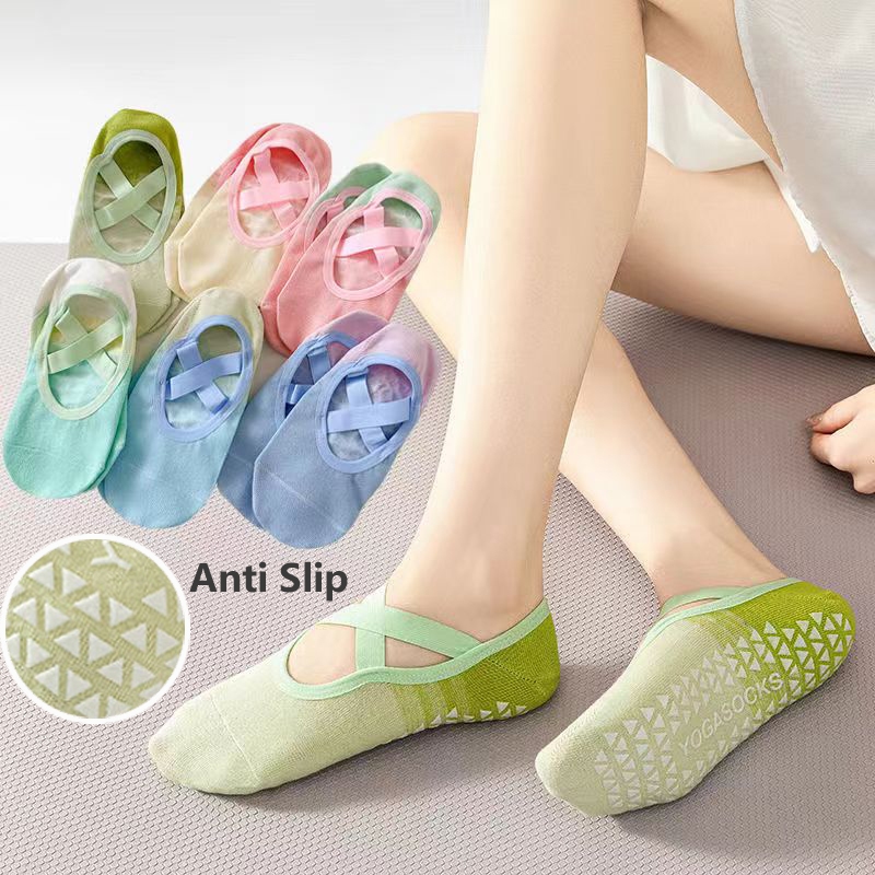 สีไล ่ ระดับสีถุงเท ้ าโยคะ Anti slip ผู ้ หญิงผ ้ าฝ ้ ายพิลาทิสฟิตเนสถุงเท ้ า Breathable บัลเล ่ ต ์ cross ถุงเท ้ าผู ้ หญิงแอโรบิกลื ่ นกีฬาถุงเท ้ าเต ้ นรําในร ่ ม