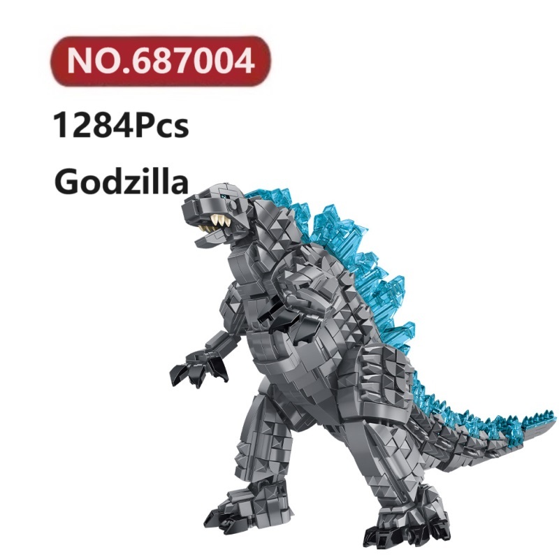 ✨คิงคอง & ก็อดซิลล่า เข้ากันได้ตัวต่อเลโก้ 1284ชิ้น Panlos Brick Godzilla โมเดลประกอบแล้ว