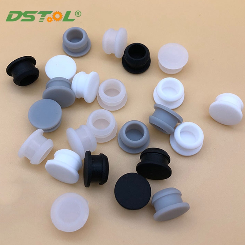 ยางซิลิโคน T-type Snap-on Hole Plug Blanking End Conical Plug Caps Seal Stopper ท่อท่อ Bungs กันฝุ่น 2.5-15 มม.สีเทา/ใส