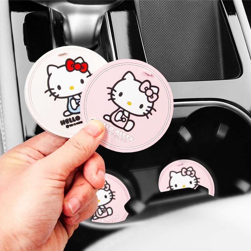 2 ชิ้น KT Auto Coaster แผ่นกันลื่นเสื่ออุปกรณ์ตกแต่งภายในรถยนต์✨
