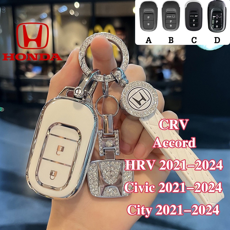 Honda 2/3/4 ปุ ่ มรีโมทสมาร ์ ทกุญแจรถแหวนฝาครอบกรณีเชลล ์ ป ้ องกันสําหรับ Honda CRV/HRV 2021-2024/Civic 2021-2024/CITY 2021-2024/Accord/BRV/WRV/CITY FIT อุปกรณ ์ เสริม