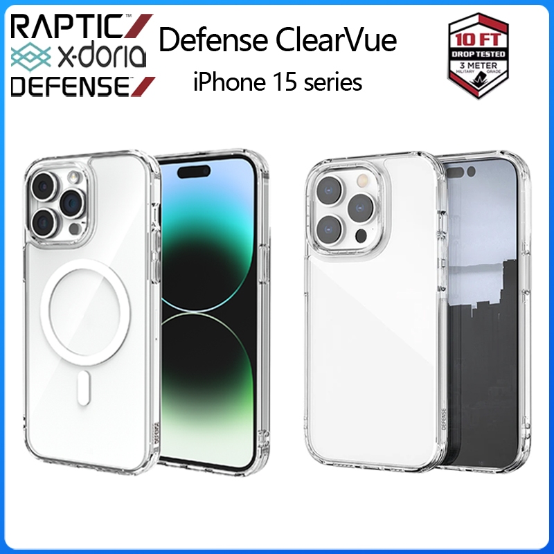 Raptic X-Doria Defense ClearVue สําหรับ iPhone 15 Pro Max 15 15 Pro 15 Plus Crystal Clear Shock-Absorbing Back Case Cover
