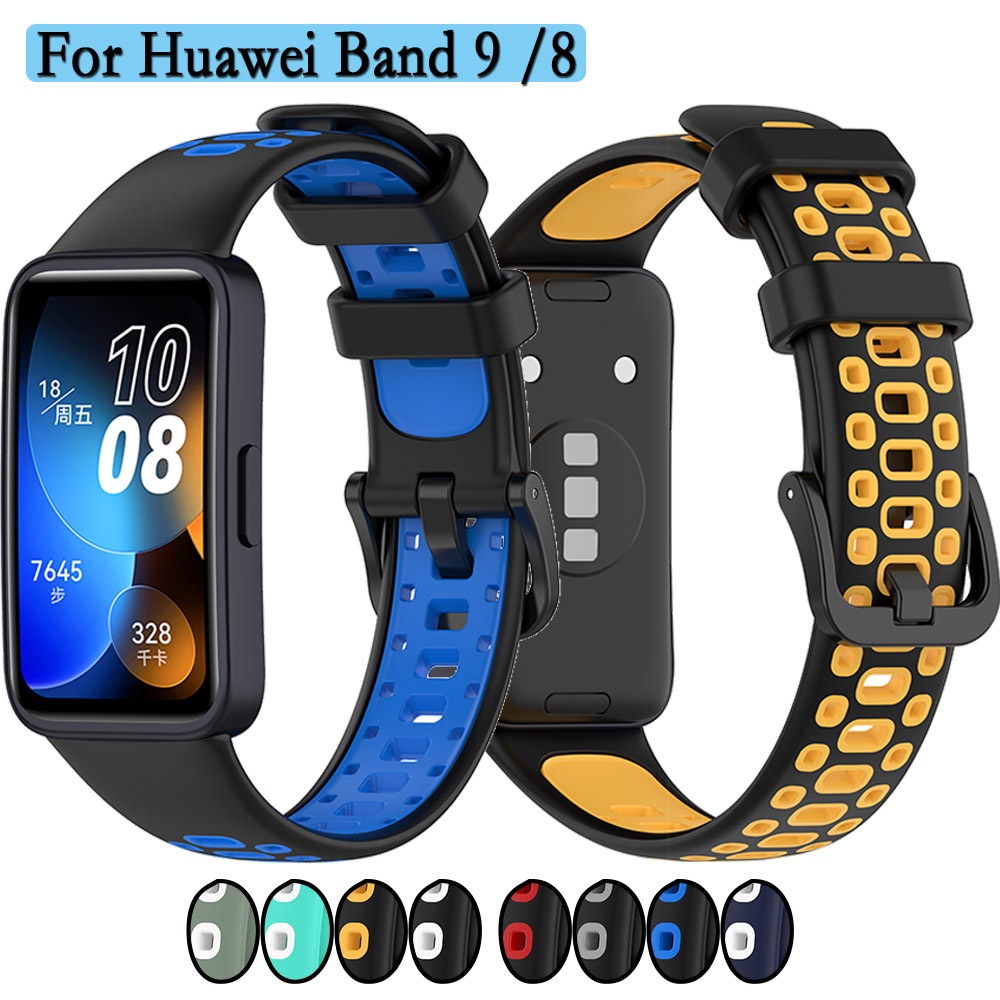 สายรัดสําหรับ Huawei Band 9 นุ ่ มและทนทาน TPU สายรัดข ้ อมือ 2 สีสําหรับ Huawei Band 8 สร ้ อยข ้ อมือนาฬิกาเปลี ่ ยน