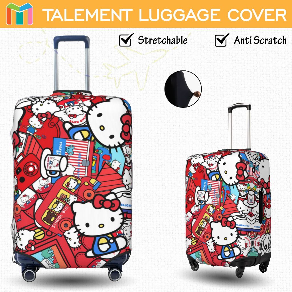 ผ้าคลุมกระเป๋าเดินทาง Hello Kitty ผ้าสแปนเด็กซ์ แบบยืดหยุ่น ยืดหยุ่น Luggage Cover 18 20 22 24 26 28 30 32 นิ้ว