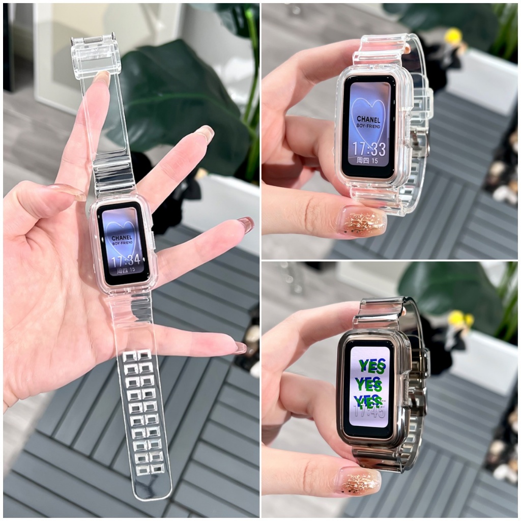 เคสซิลิโคนสําหรับ Huawei band 9 8 7 6 Pro Honor band 6 โปร่งใสสร้อยข้อมือสําหรับ Huawei Watch fit SE ใหม่ 2 สายรัดข้อมือสมาร์ทวอทช์
