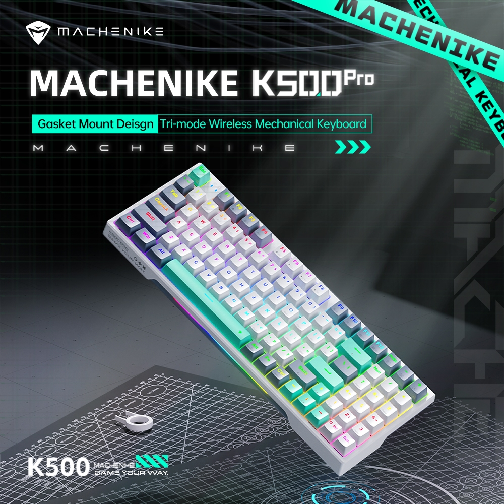 Machenike K500 Pro ปะเก ็ น Mount Tri-Mode คีย ์ บอร ์ ดแบบมีสาย 2.4G Wireless, Bluetooth 94 คีย ์ Hot-Swappable RGB Backlit คีย ์ บอร ์ ด