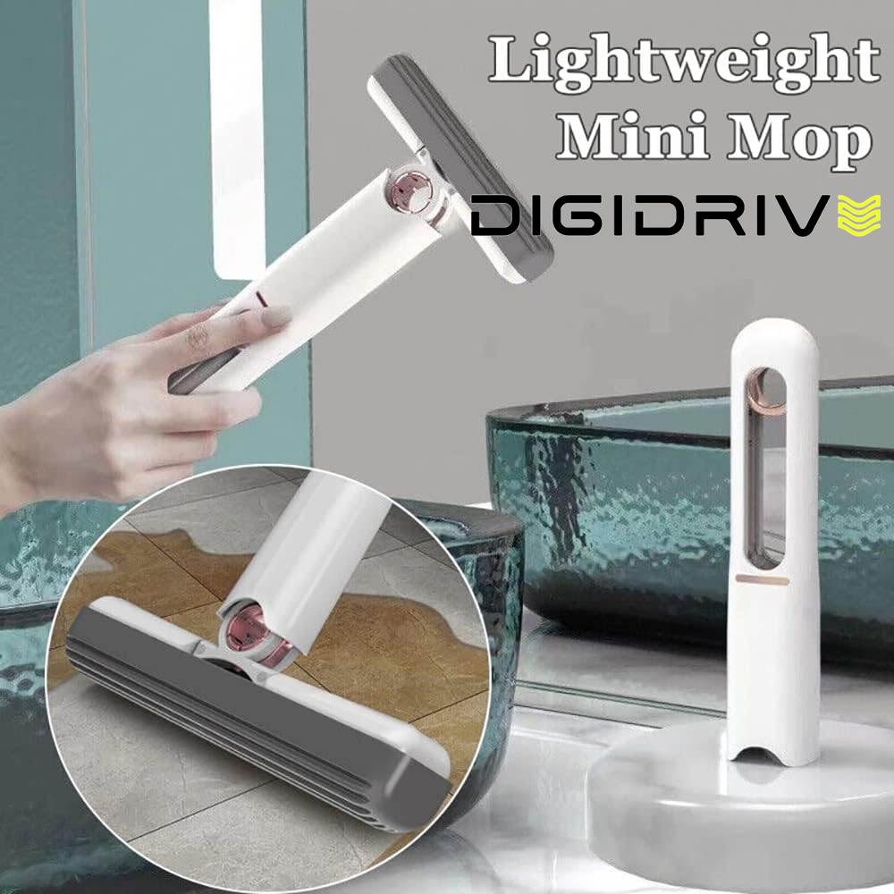 DigiDrive ไม้ถูพื้นมินิ ไม้ถูพื้นและไม้กวาด ไม้ม็อบฟองน้ำ PVA หมุนได้ 360 องศา Flat Mop