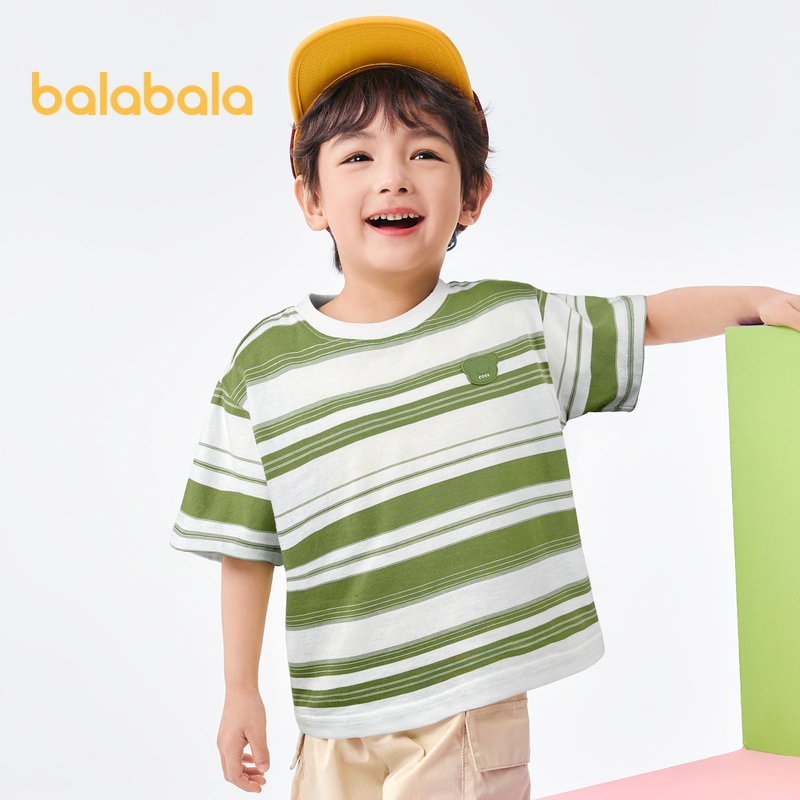 Balabala เสื้อยืดแขนสั้นฤดูร้อนลายทางสำหรับเด็กโต