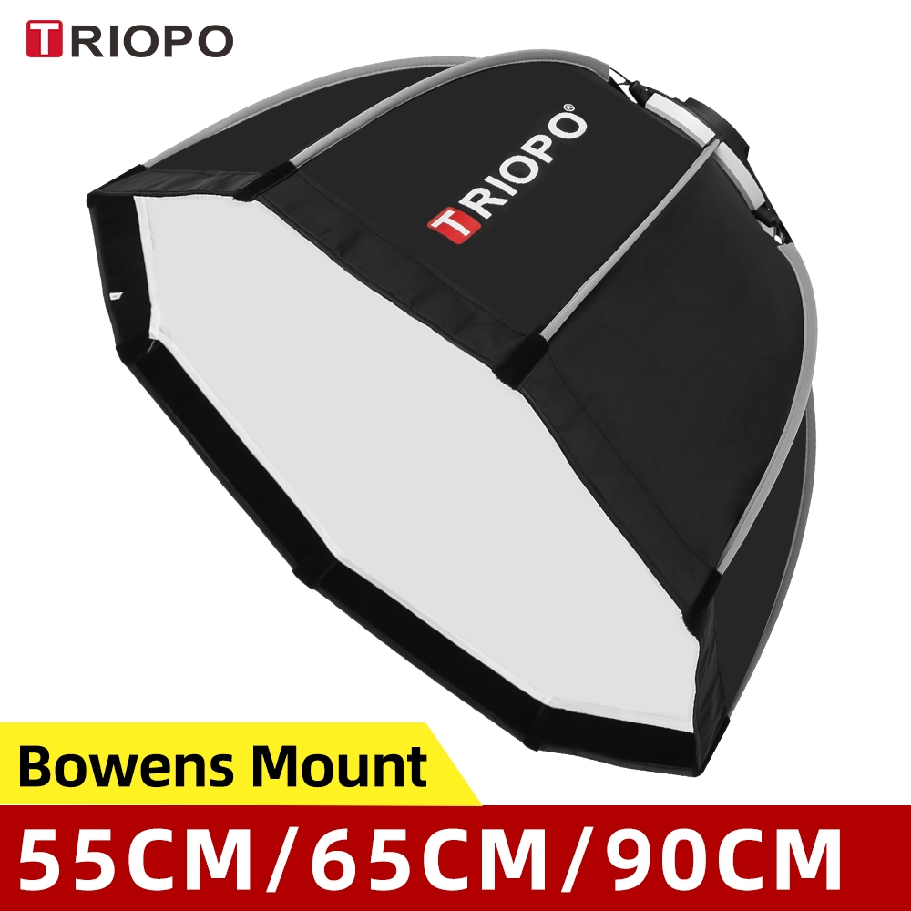 Triopo 55 ซม.65 ซม.90 ซม.120 ซม.Bowens Mount แบบพกพา Octagon ร่มกลางแจ้ง Softbox + กระเป๋าถือสําหรับสตูดิโอแฟลช Softbox