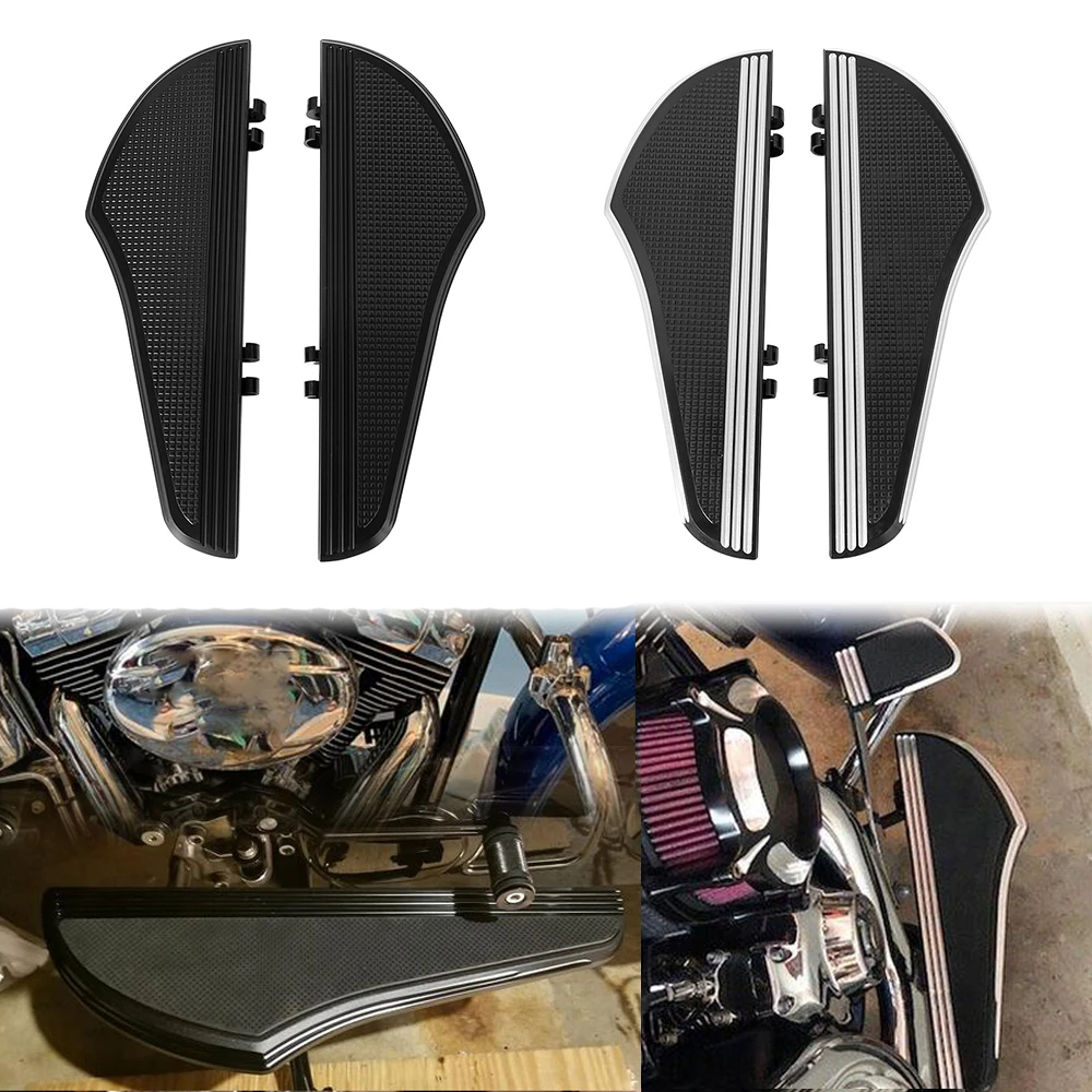 รถจักรยานยนต ์ Floorboard ด ้ านหน ้ า Driver เท ้ าหมุดเท ้ าสีดําสําหรับ Harley Touring Road King Street Glide FLHX Softail Heritage