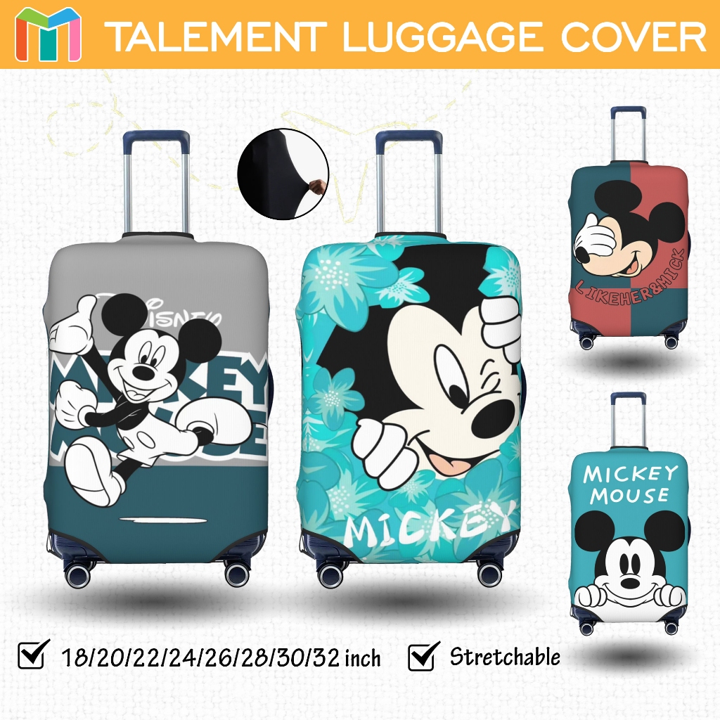 ผ้าคลุมกระเป๋าเดินทาง ผ้าสแปนเด็กซ์ แบบยืดหยุ่น ยืดหยุ่น Blue Mickey Mouse Luggage Cover 18 20 22 24 26 28 30 32 นิ้ว