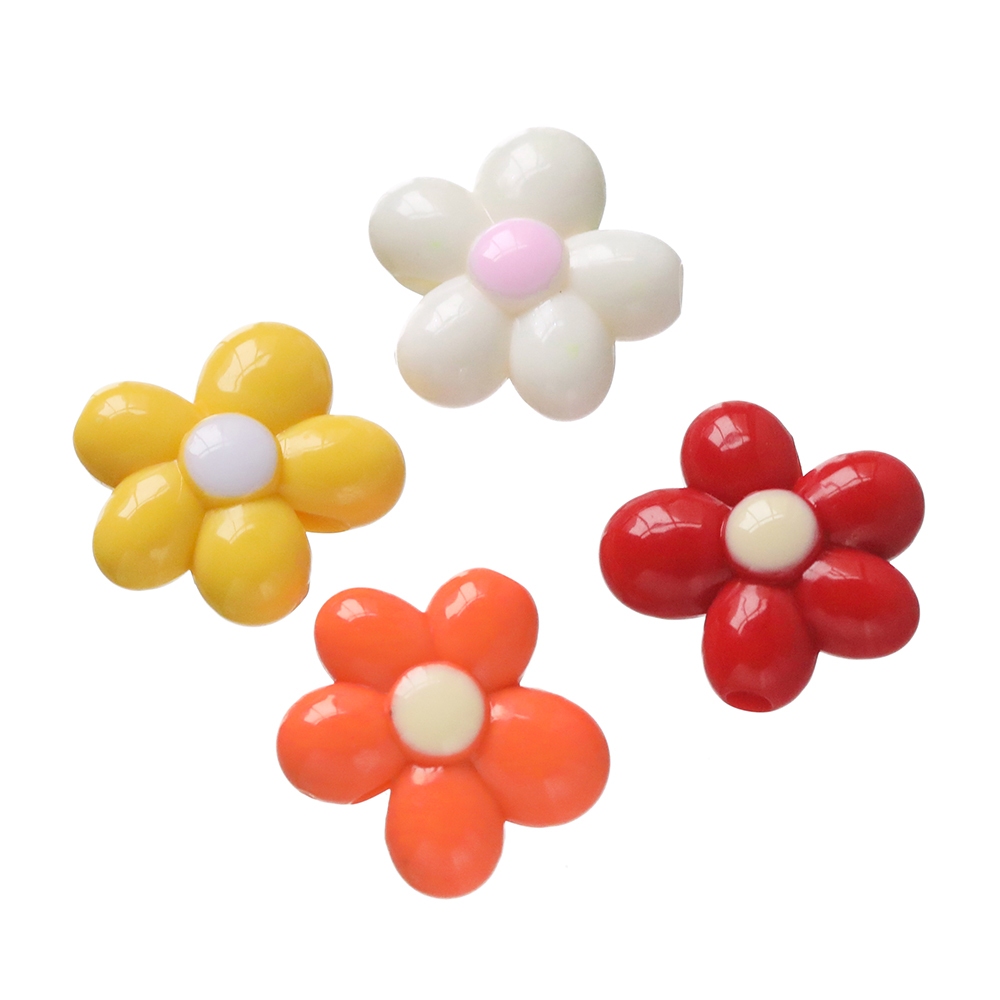 ลูกปัดอะคริลิคดอกไม้สีทึบ 5-10ชิ้น ขนาดเล็ก น่ารัก รูปที่ 6