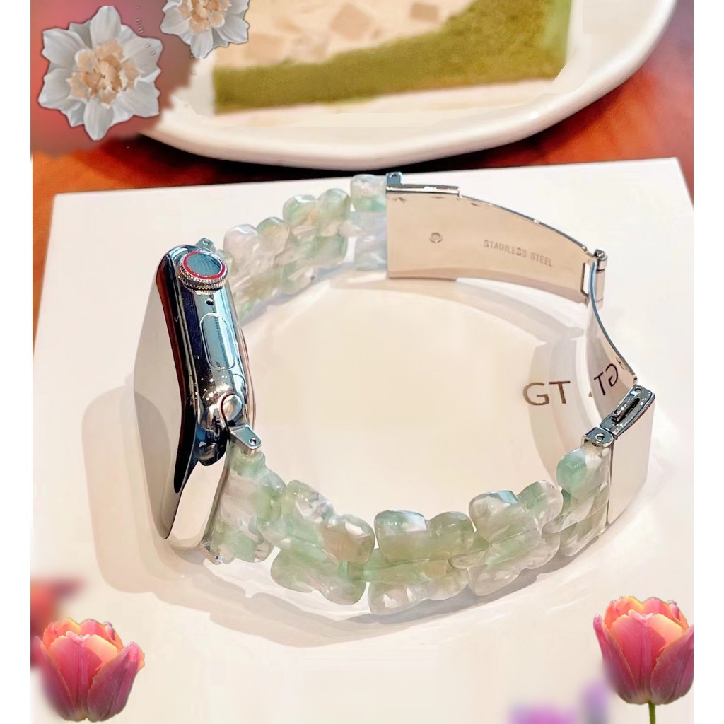 Special For Summer Dreamy พิเศษสําหรับฤดูร ้ อน Dreamy Resin สายนาฬิกาเรซิ ่ นสําหรับ AP นาฬิกา Series 10 9 8 7 6 5 4 3 2 1 SE SE2 Ultra 2 i สายนาฬิกาเปลี ่ ยน i นาฬิกา 41 มม.45 มม.49 มม.40 มม.44 มม.38 42 มม.i Watch Strap - รูปที่ 4