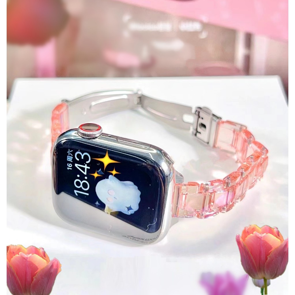 Special For Summer Dreamy พิเศษสําหรับฤดูร ้ อน Dreamy Resin สายนาฬิกาเรซิ ่ นสําหรับ AP นาฬิกา Series 10 9 8 7 6 5 4 3 2 1 SE SE2 Ultra 2 i สายนาฬิกาเปลี ่ ยน i นาฬิกา 41 มม.45 มม.49 มม.40 มม.44 มม.38 42 มม.i Watch Strap - รูปที่ 3