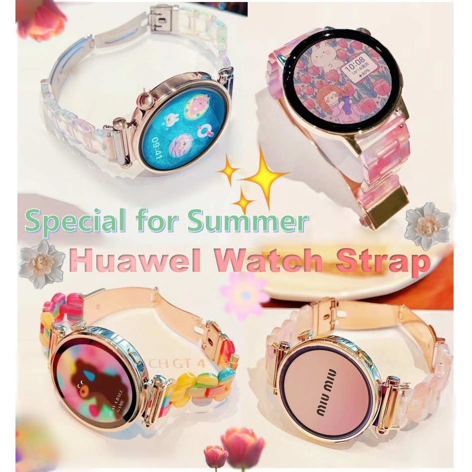 Dreamy Resin Huawei watch gt 6 pro สาย Huawei watch GT 5 strap Huawei Watch GT 4 สาย Huawei watch gt 6 Strap/GT3 pro/ Huawei GT6 สาย huawei gt5 strap /Huawei gt4 Strap Amazfit Bip3,Amazfit Bip 5 Strap  Garmin lily 2 Strap Huawei watch GT 5 Pro สาย