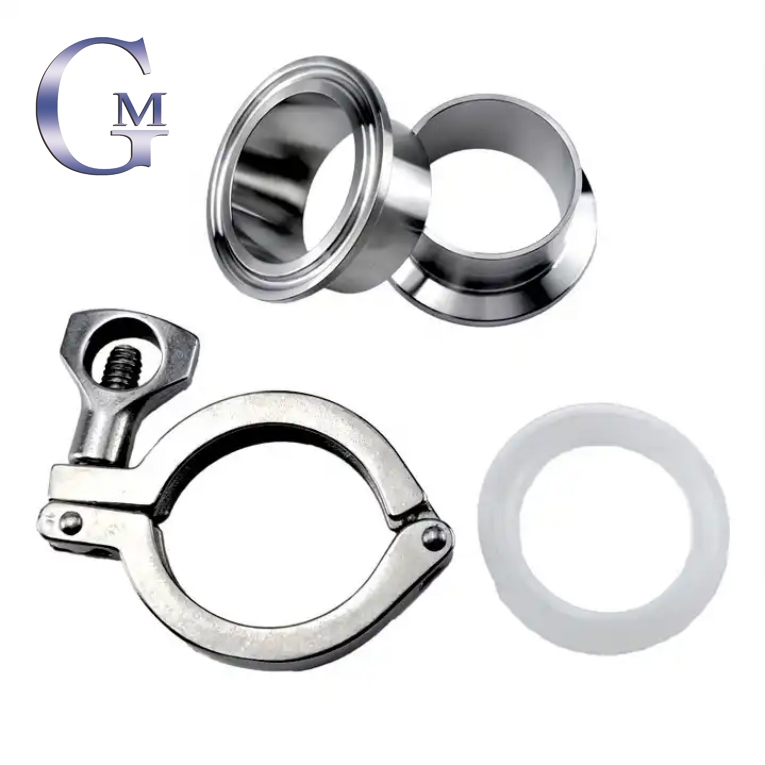 4 "หน้าแปลนสุขาภิบาลท่อเชื่อม Ferrule + Tri Clamp + ปะเก็นซิลิโคนสแตนเลส SUS SS 304 Tri Clamp อุปกรณ์ท่อสแตนเลส
