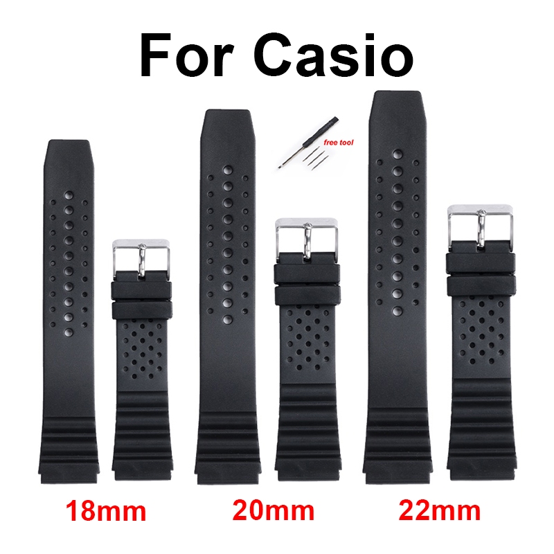 18 มม.20 มม.22 มม.กีฬาพลาสติกสายนาฬิกาสําหรับ Casio สายนาฬิกาซิลิโคน Universal สายเปลี ่ ยนสร ้ อยข ้ อมือนาฬิกานุ ่ ม
