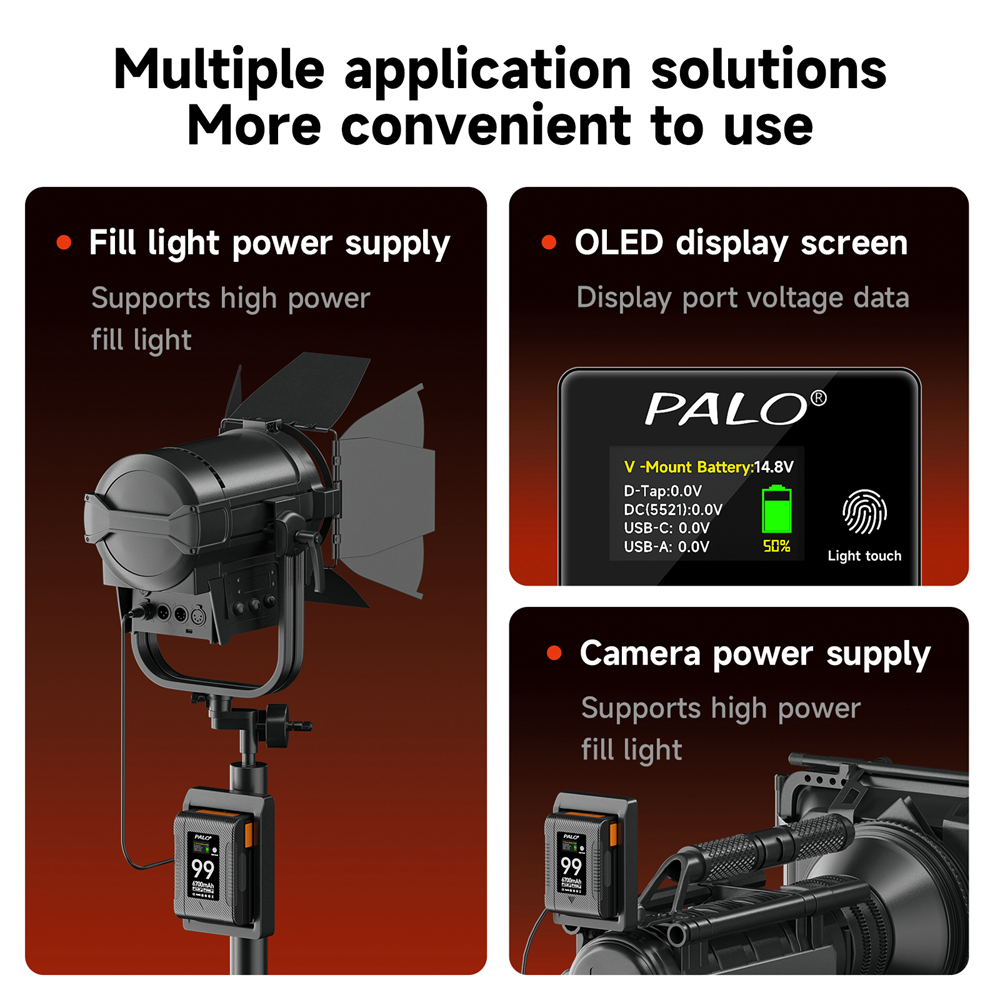 แบตเตอรี ่ Palo V-mount 99Wh/6700mAh สําหรับกล ้ องวิดีโอเติมแสง
