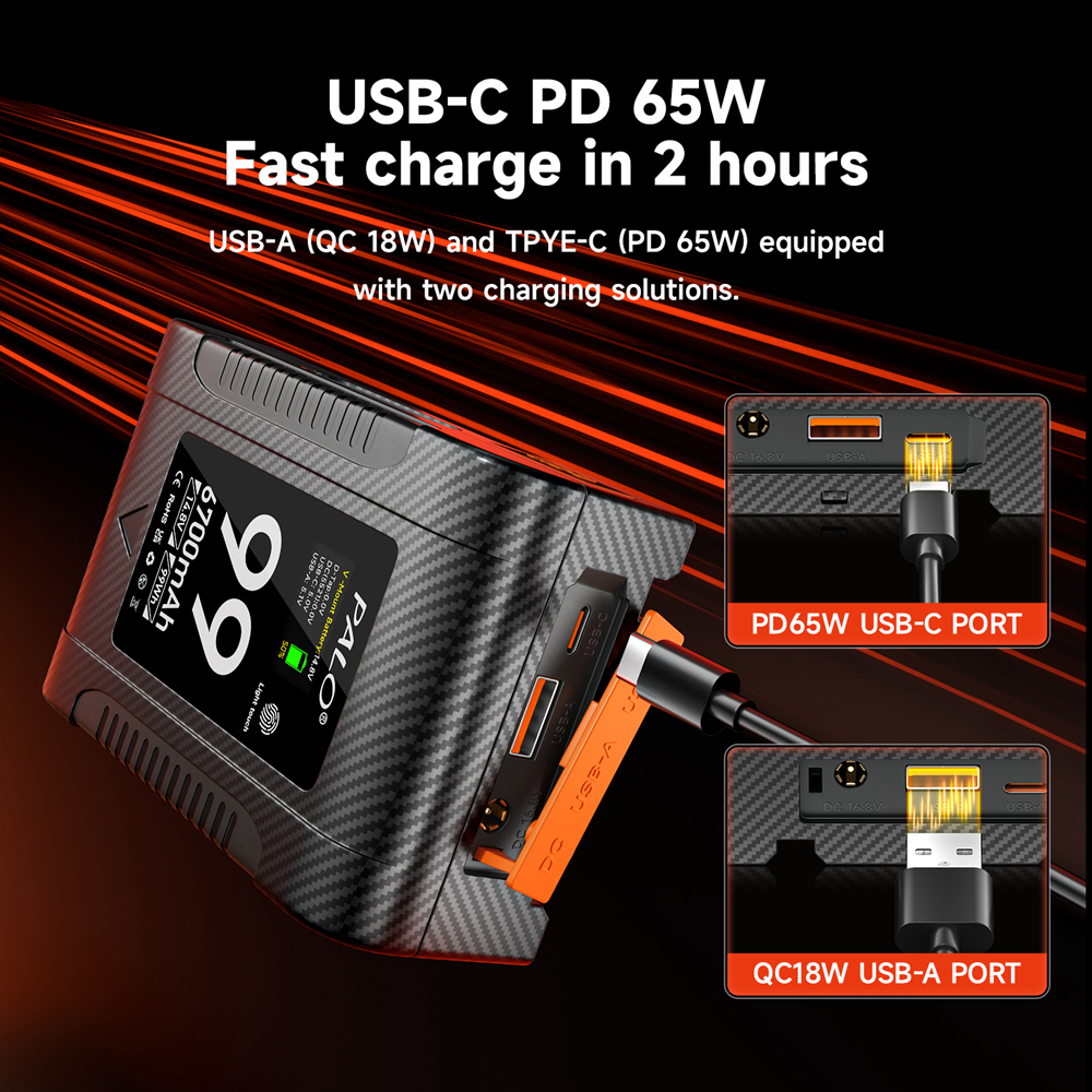 แบตเตอรี ่ Palo V-mount 99Wh/6700mAh สําหรับกล ้ องวิดีโอเติมแสง