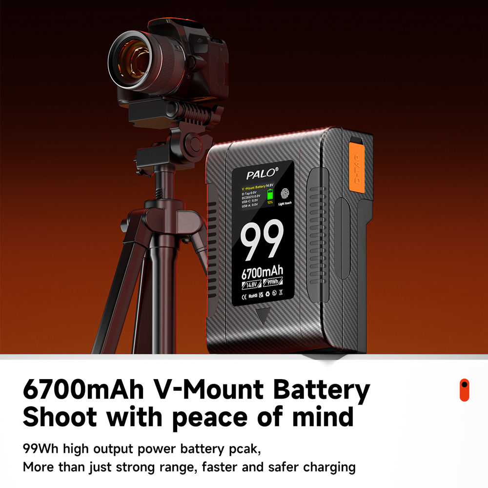 แบตเตอรี ่ Palo V-mount 99Wh/6700mAh สําหรับกล ้ องวิดีโอเติมแสง