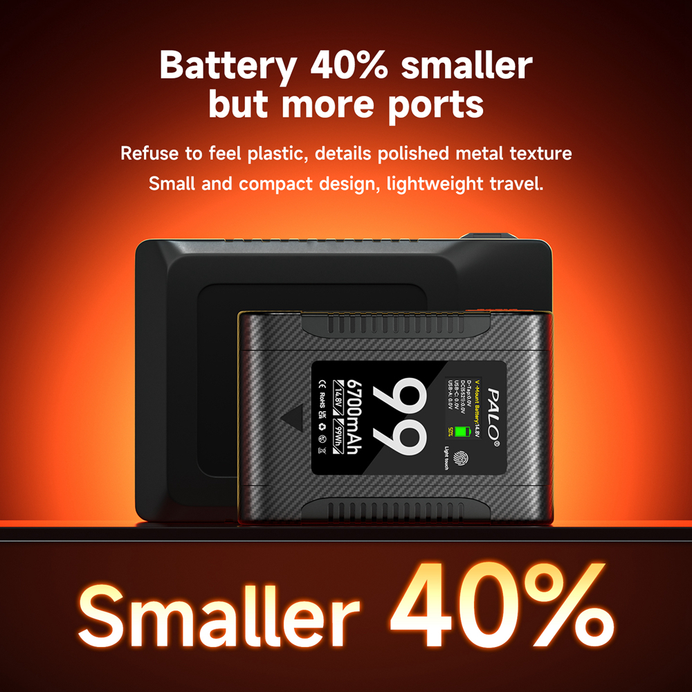 แบตเตอรี ่ Palo V-mount 99Wh/6700mAh สําหรับกล ้ องวิดีโอเติมแสง