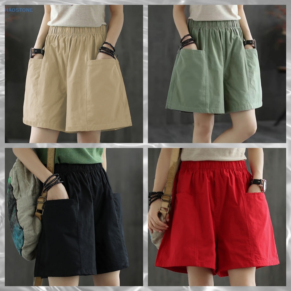 [HSSL] 0กางเกงขาสั้นลำลองผู้หญิง เอวยางยืด สวมใส่สบาย สไตส์เกาหลี PH7714