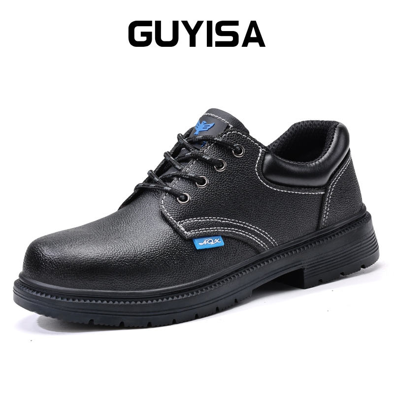 GUYISA รองเท้าเซฟตี้ cowhide กันน้ําแผ่นเหล็ก Anti-Smashing Safety Shoes รองเท้าผู้ชายแฟชั่น 005 35-