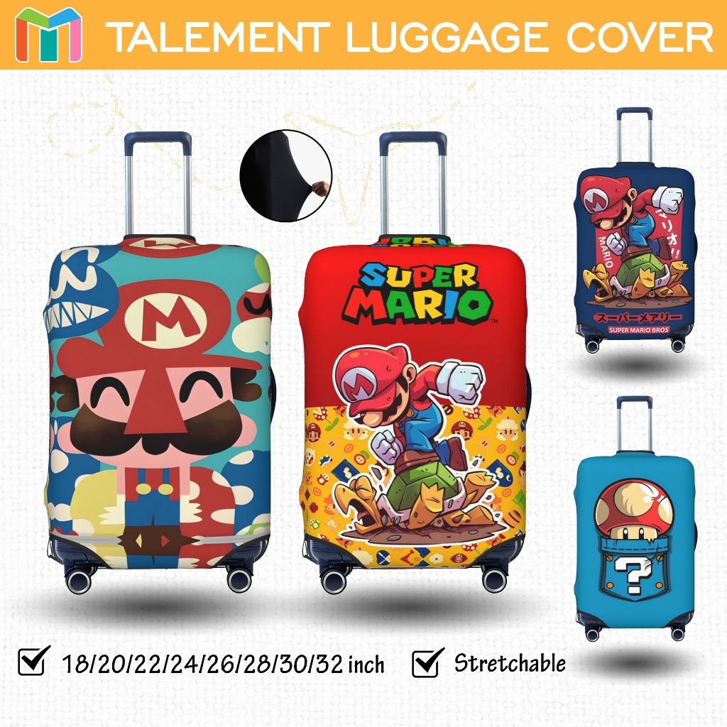 ผ้าคลุมกระเป๋าเดินทาง Super Mario ผ้าสแปนเด็กซ์ แบบยืดหยุ่น ยืดหยุ่น Luggage Cover 18 20 22 24 26 28 30 32 นิ้ว