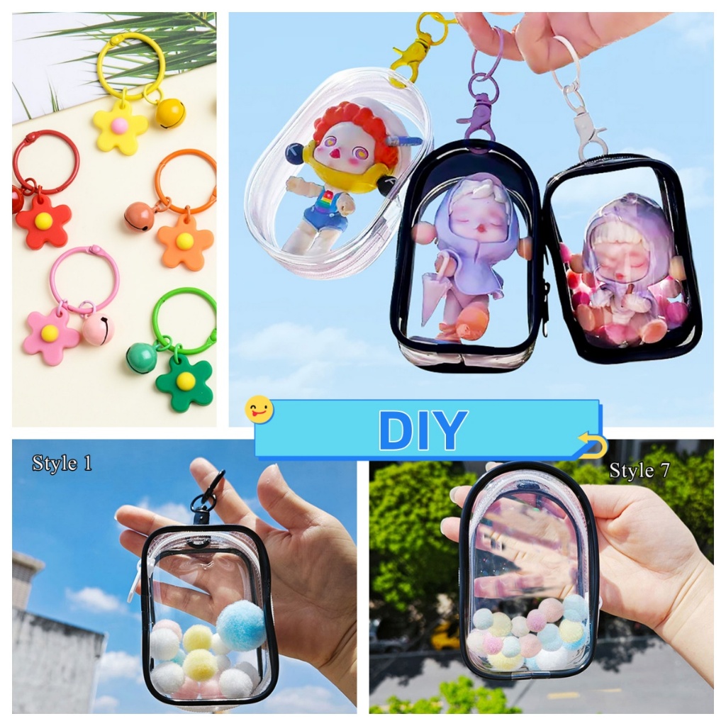 กล่องสุ่ม พวงกุญแจ กระเป๋าสตางค์ แบบหนา สีโปร่งใส สไตล์คลาสสิก สําหรับเก็บของเล่น
