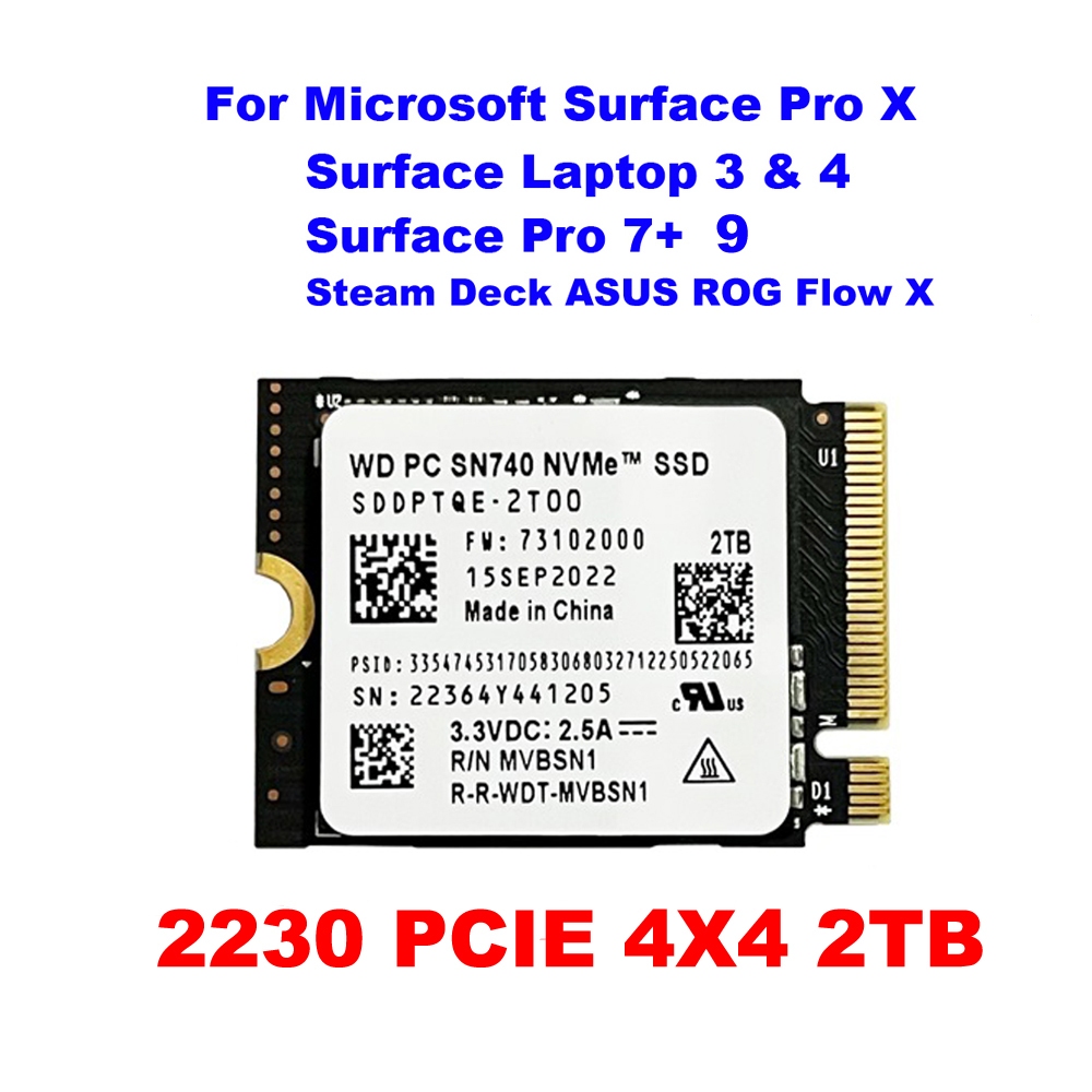 Wd SN740 1TB 2TB M.2 2230 SSD NVMe PCIe4x4 PC สําหรับ Steam Deck ASUS ROG Flow Ally Microsoft Surface Pro 9