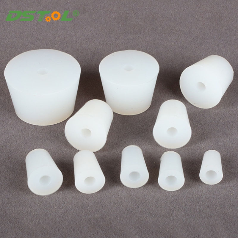 1 PC กรวยซิลิโคน Stopper พร้อมรูห้องปฏิบัติการหลอดทดลอง Stoppers ปลั๊กเรียวถังหมัก Airlock วาล์วอุณหภูมิสูง