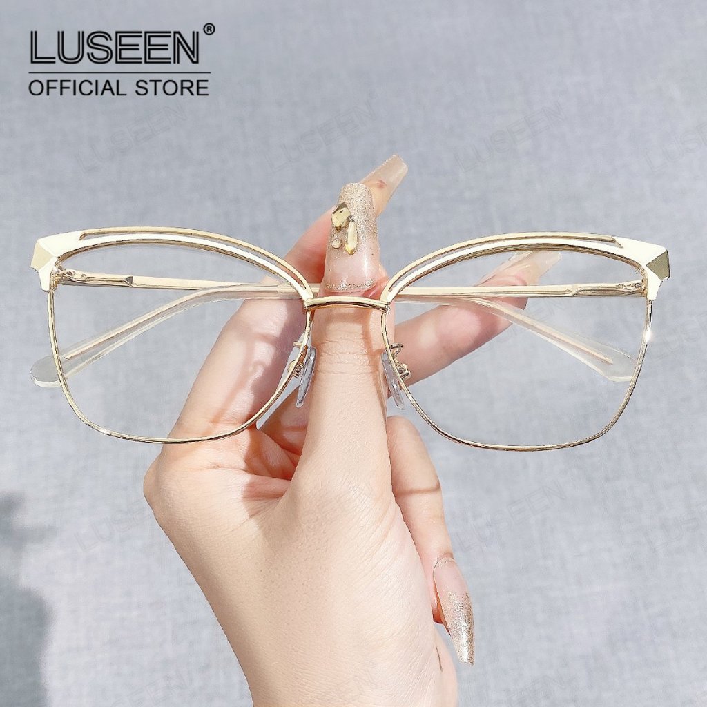 LUSEEN  แว่นตา โฟโตโครมิกแคทอาย แว่นตากรองแสง กรอบแว่นตาสำหรับผู้ชายผู้หญิ แว่นตาแฟชั่น งป้องกันรังส