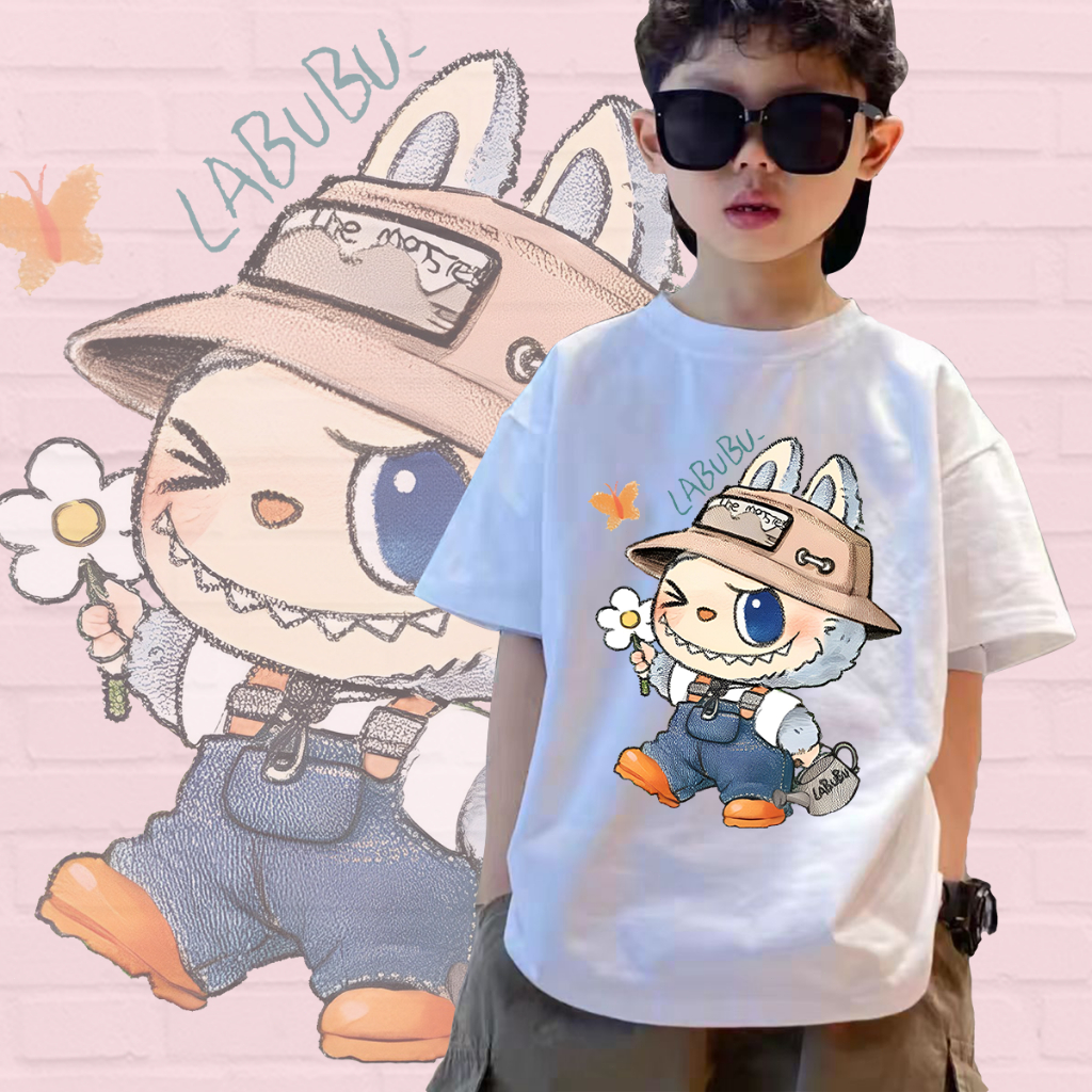 ใหม่ เสื้อยืดเด็ก ลาบูบู้ Labubu T-Shirt G31โอเวอร์ไซซ์ แฟชั่นสําหรับผู้ชาย และผู้หญิง