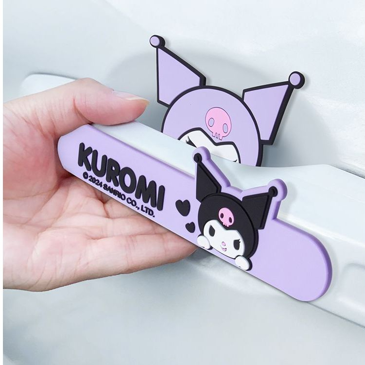 Kuromi 2 ชิ ้ นมือจับประตูรถด ้ านข ้ างสติกเกอร ์ กันน ้ ํารถบรรทุก Anti-Collision Strip และประตูถ ้ วยป ้ องกันประตูชามสติกเกอร ์