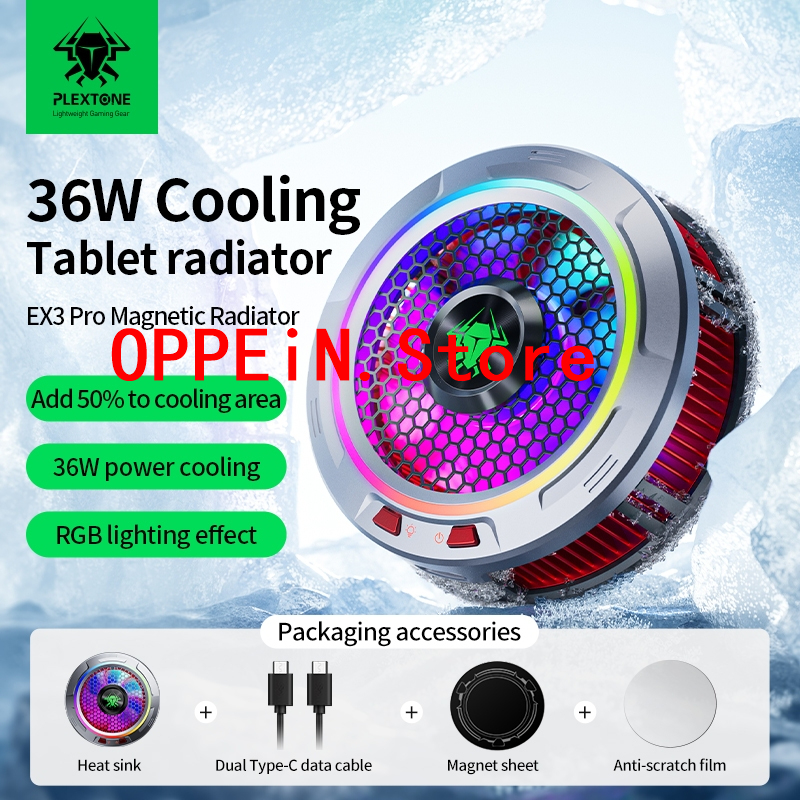 PLEXTONE EX3 Pro เกมมือถือฮีทซิงค์พัดลมระบายความร้อน 36 วัตต์โอเวอร์คล็อกคูลลิ่งไฟ LED