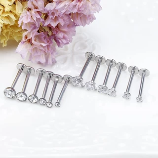 1 PC 2-6 มม.คริสตัลสแตนเลส Labret Lip Piercing รอบภายในด้าย Ball กระดูกอ่อน Stud ต่างหู Helix เจาะ
