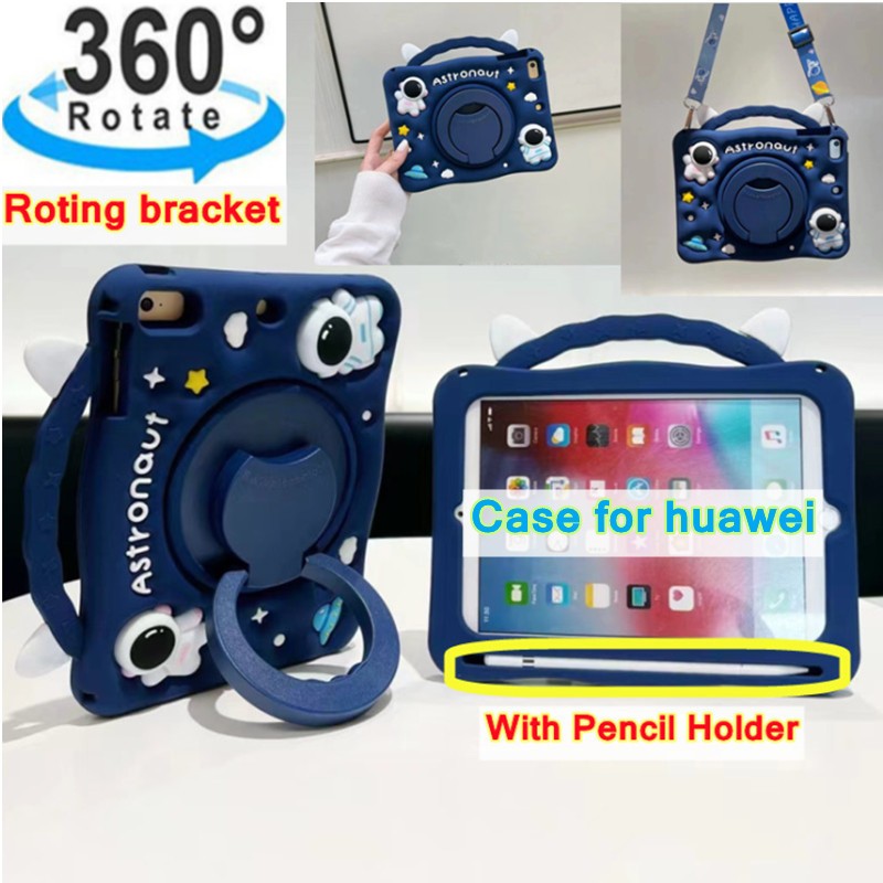Case For Huawei Matepad T10 T10S Matepad 10.4 11 11.5 Air 11.5 Matepad M6 10.8 Huawei Honor Pad 9 12.1" 360 degree rotating Silicone Cover With Pencil Holder
