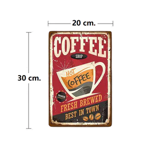 แผ่นป้ายโลหะดีบุก ลายกาแฟ 20x30 ซม สไตล์เรโทร สําหรับตกแต่งผนังผับ บาร์ คาเฟ่ CoffeeTimeShop