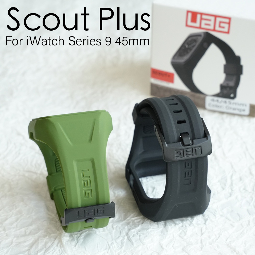 Uag Scout Plus สายนาฬิกาซิลิโคนและสําหรับ iWatch Ultra 2 49 มม.45 มม.44 มม.สายนาฬิกา Soft Touch ปรับสําหรับ iWatch Series 9 8 7 6 5 4 SE2 อุปกรณ ์ เสริม